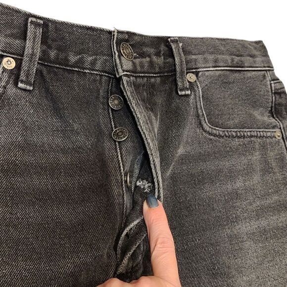 AGOLDE Premium Black Button Fly High Waist Shorts, Raw Hemline A038B-1087 | 30 - Picture 10 of 10